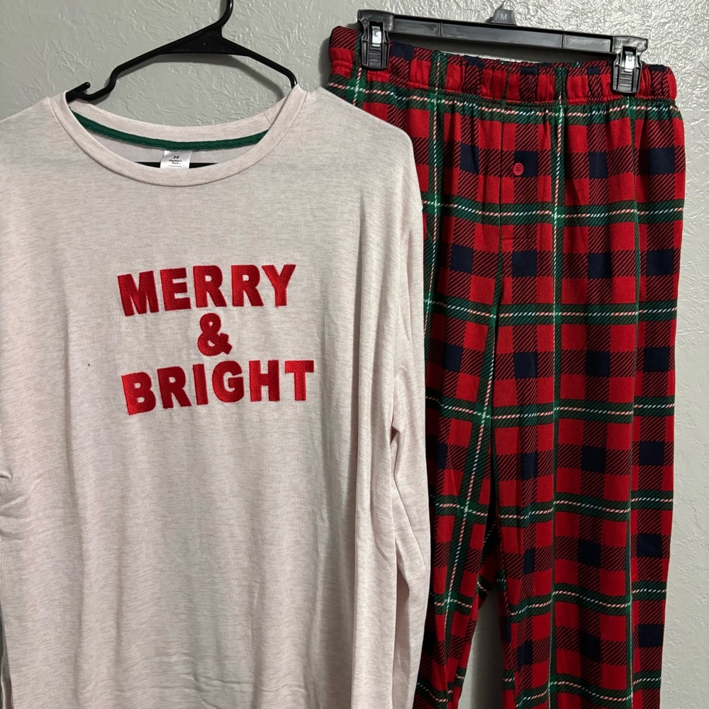 Festive Plaid Pajama Set - Red and White - Picture 2 of 6